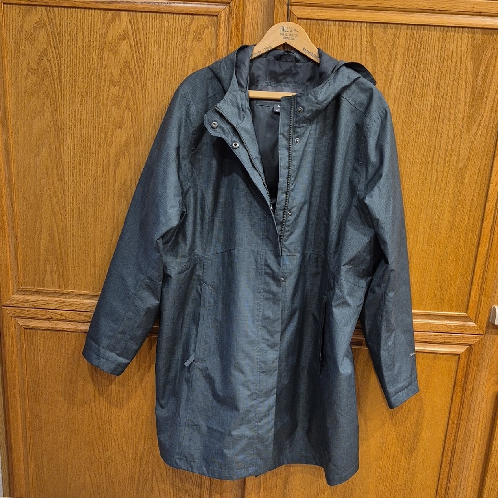 Eddie Bauer Womens Hooded Jacket Size 2X Grey Zip Up Lightweight